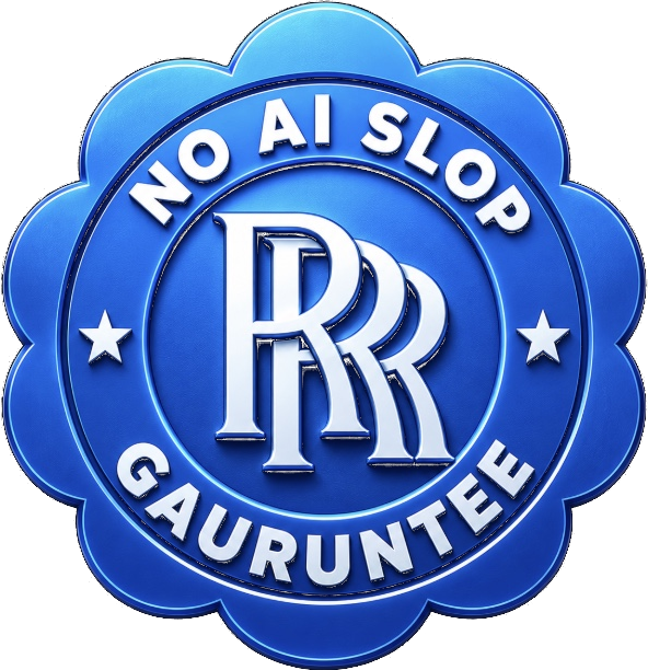 RRR No-AI-Slop Guarantee seal